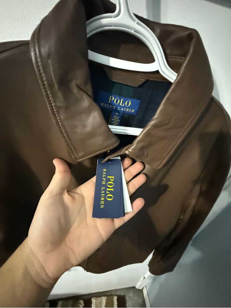 Polo By Ralph Lauren Brown Leather Bomber Jacket